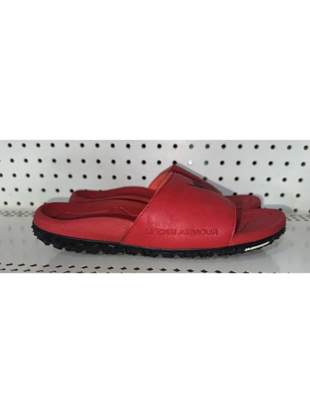 Under Armour Project Rock Mens Sport Sandals Slides Flip Flops Size 8 Red Black